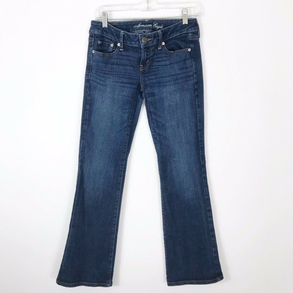 American Eagle Women's Jeans Favorite Boyfriend Dark Blue Wash Boot Cut Size 2